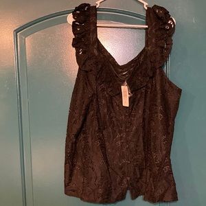 Torrid black lace ruffle cami button up 3x